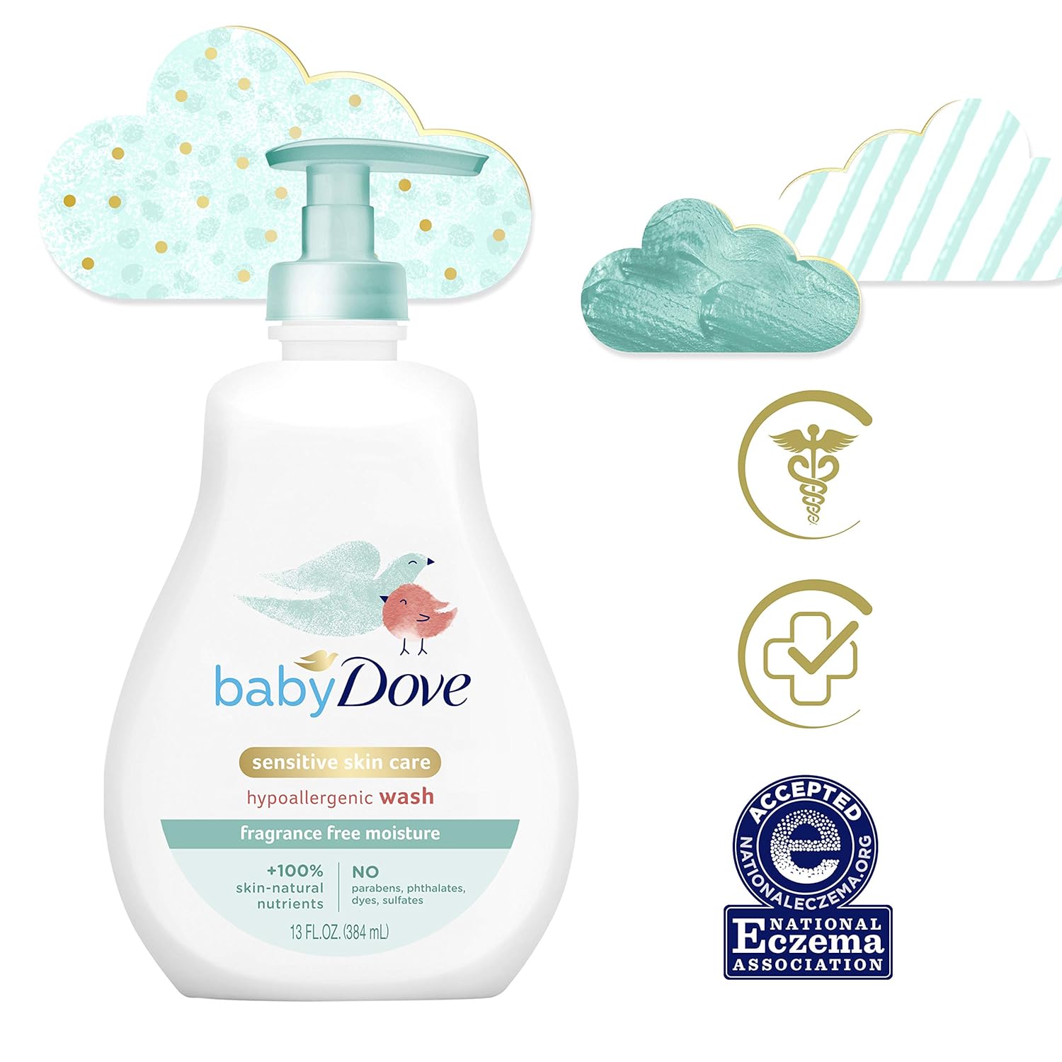 Baby Dove Tip to Toe Baby Body Wash For Baby's Sensitive Skin Sensitive Moisture Washes Away Bacteria, Fragrance-Free and Hypoallergenic Baby Soap, 13 Fl Oz (Pack of 3) - Image 3